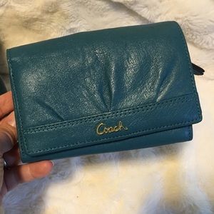 Coach Leather Wallet Teal